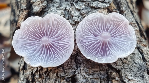 Wallpaper Mural A couple of purple mushrooms sitting on top of a tree Torontodigital.ca