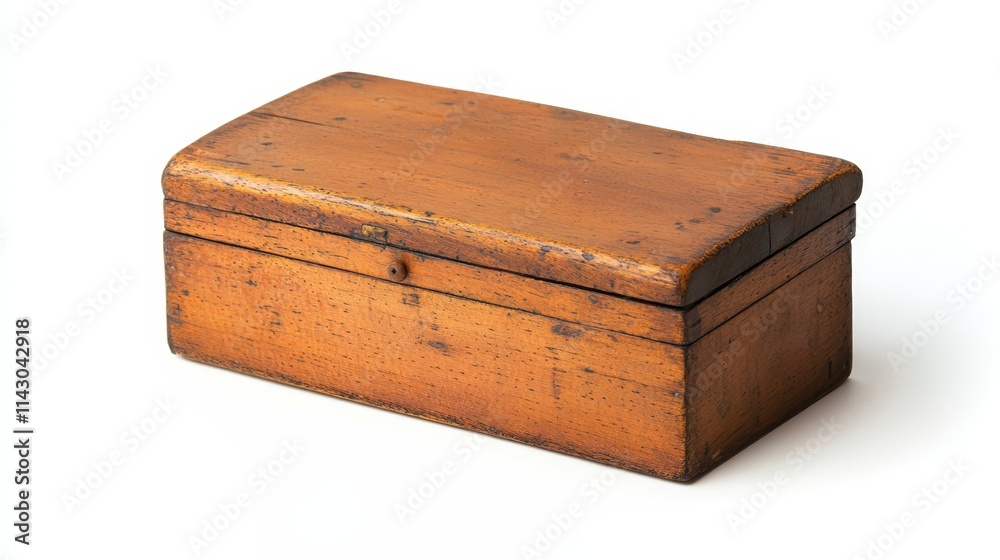 A small wooden box on a white background A small wooden box on a white background