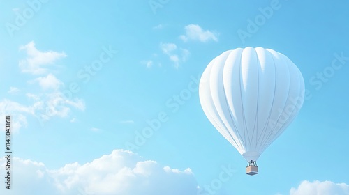 Serene White Hot Air Balloon in Tranquil Sky photo