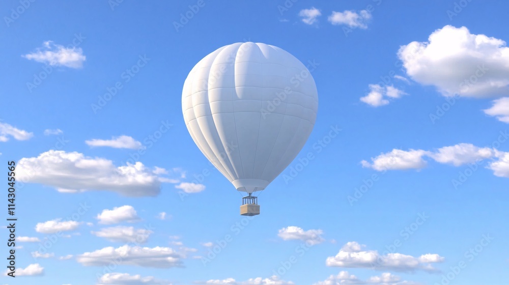 Naklejka premium White Hot Air Balloon Above the Horizon