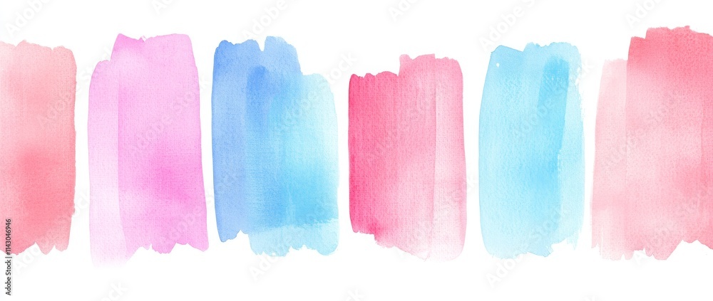 Naklejka premium A watercolor backdrop featuring shades of blue, white, pink, and purple, adorned with a cloudy, distressed texture and marbled grunge, complemented by soft, hazy lighting and pastel hues.