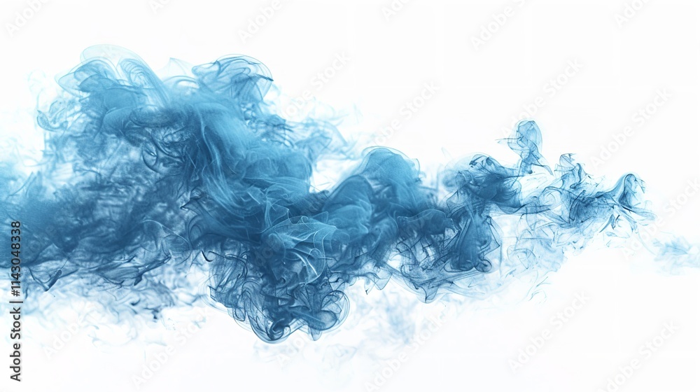 Abstract Blue Smoke Swirling in White Background Abstract Blue Smoke Swirling in White Background
