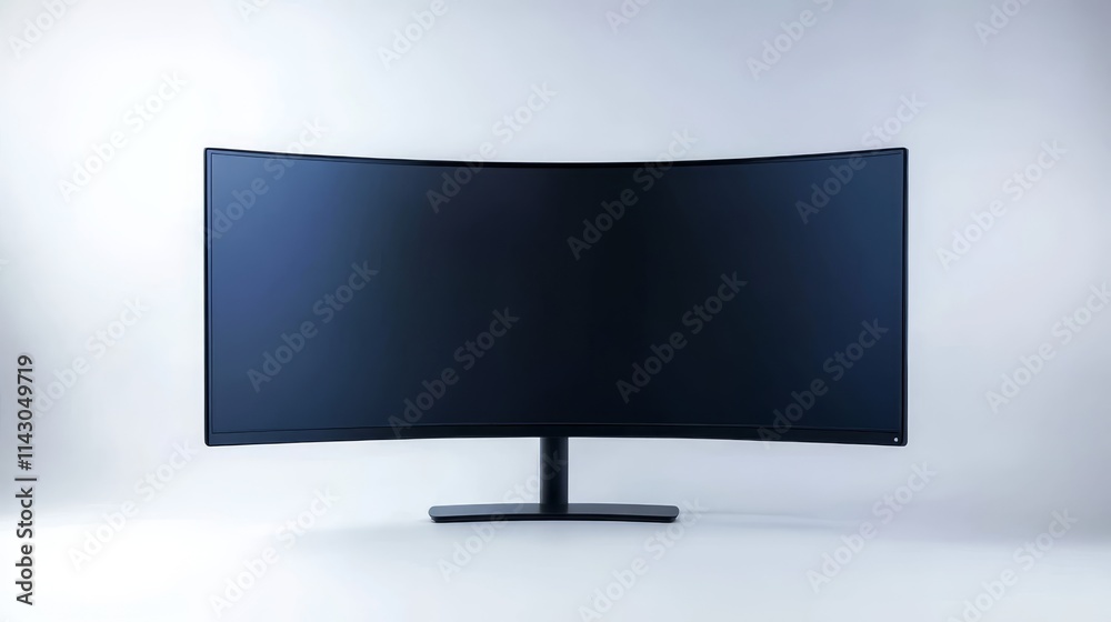 A curved computer monitor on a white background A curved computer monitor on a white background