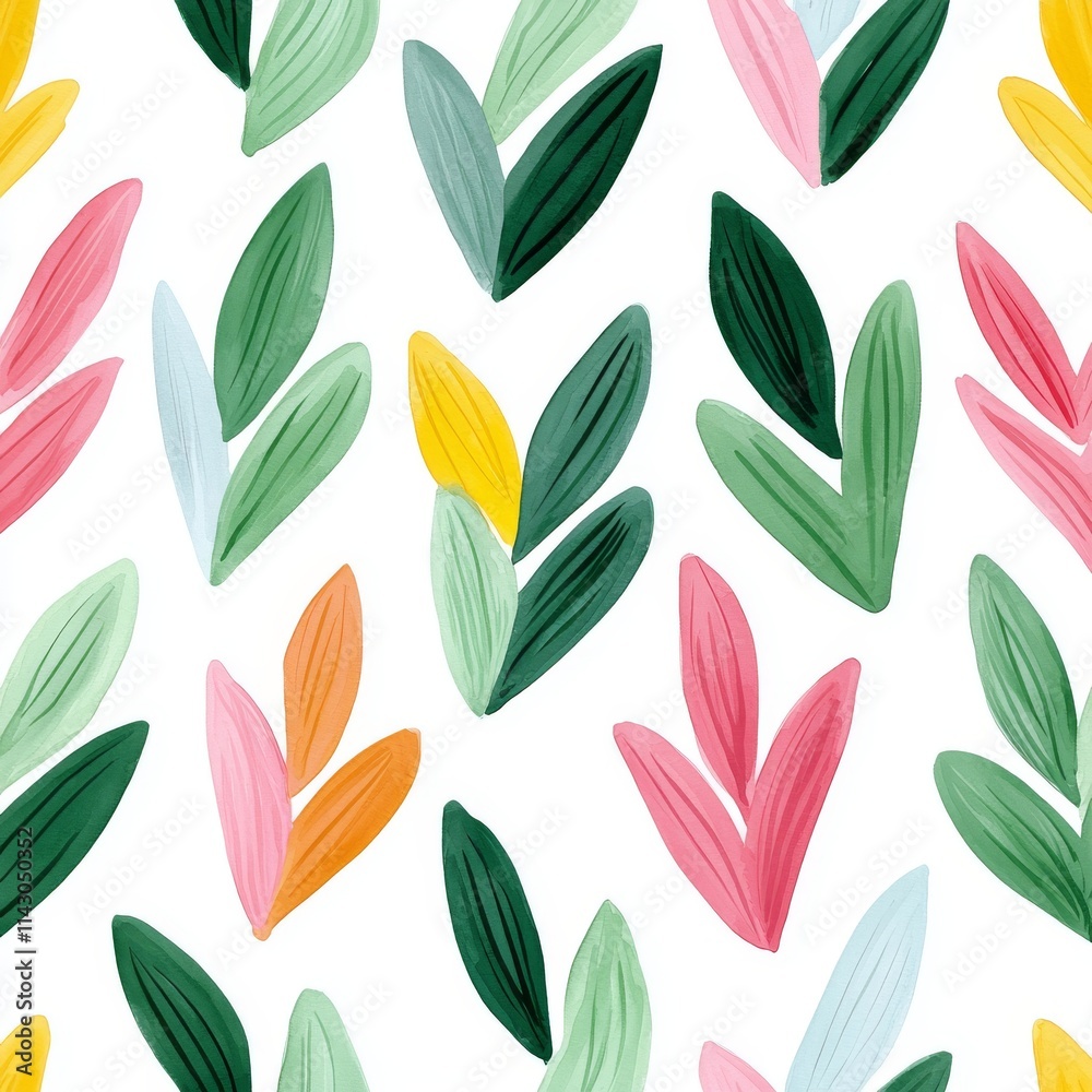 A seamless geometric pattern in watercolour, showcasing red and green hues, with a simple and modern design. This abstract artwork, set against a square background, makes for a decorative print