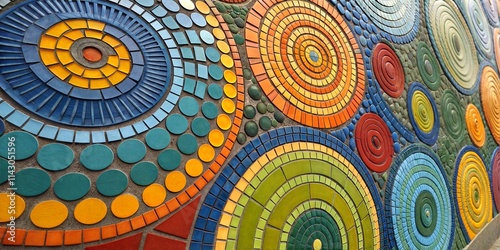 Vivid Circular Mosaic: A Close-Up of Colorful Abstract Art
