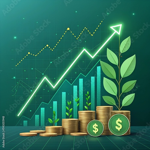 Green Growth: Abstract Representation of Economic Prosperity