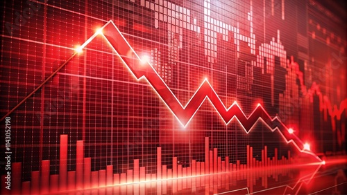 Red Descent: Abstract Representation of Economic Downturn