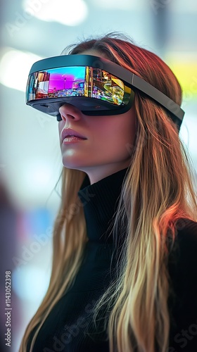 Woman Experiencing Immersive Virtual Reality