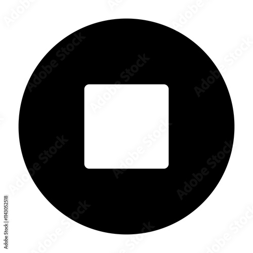 Stop button icon. Media player control icon. Outline vector illustration isolated on white background.