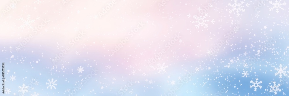 A magical winter landscape unfolds with softly blurred pastel hues of blue and pink, while gentle snowflakes add a touch of enchantment to the scene A magical winter landscape unfolds with softly blurred pastel hues of blue and pink, while gentle snowflakes add a touch of enchantment to the scene