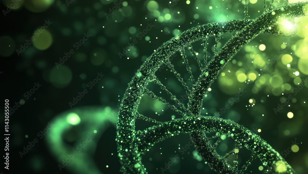 Luminous Green DNA Helix: A Microscopic Journey into the Heart of Life's Code Luminous Green DNA Helix: A Microscopic Journey into the Heart of Life's Code