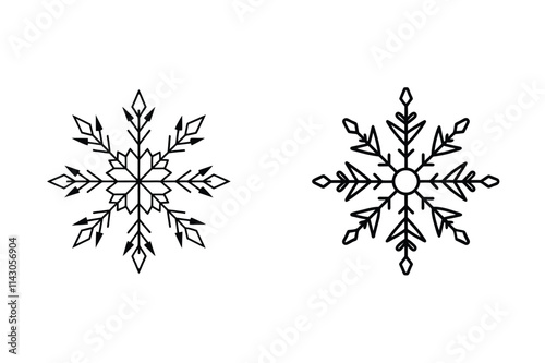 Christmas Snowflakes vector elements bundle line art