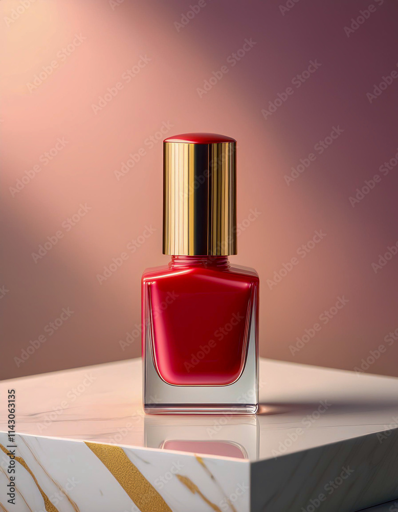 red nail polish, on a pink background red nail polish, on a pink background