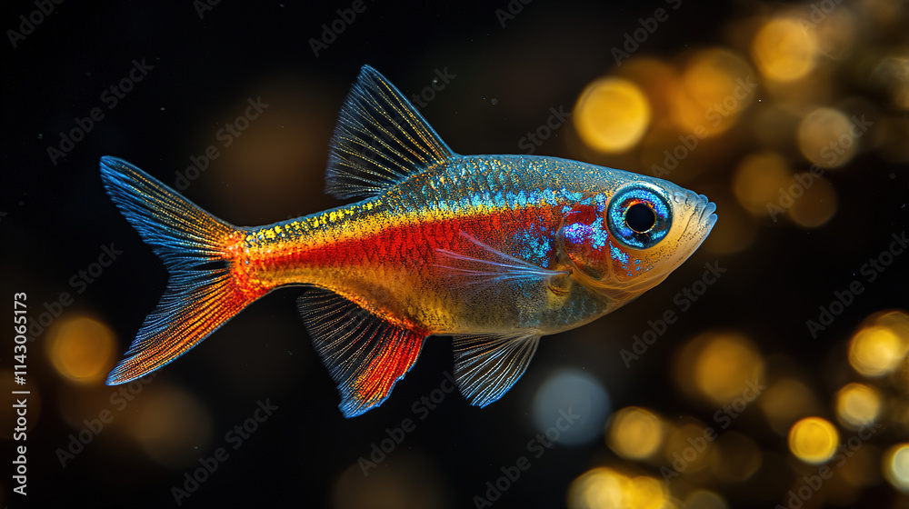 Colorful tropical fish swims gracefully in a vibrant underwater environment Colorful tropical fish swims gracefully in a vibrant underwater environment
