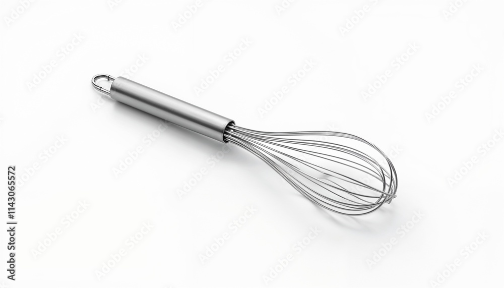 Professional-grade stainless steel balloon whisk featuring ergonomic cylindrical handle and precision-engineered wire loops, photographed at dynamic angle highlighting its culinary craftsmanship Professional-grade stainless steel balloon whisk featuring ergonomic cylindrical handle and precision-engineered wire loops, photographed at dynamic angle highlighting its culinary craftsmanship