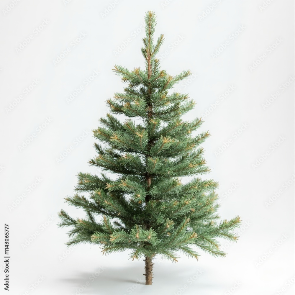 Fototapeta premium A tall evergreen tree with green needles and brown cones