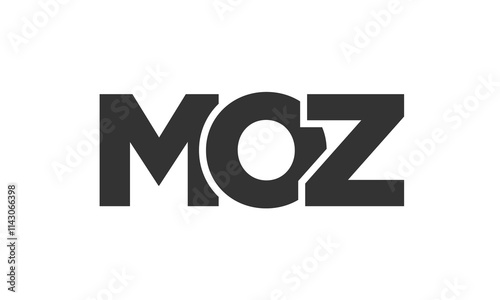 MOZ logo design template with strong and modern bold text. Initial based vector logotype featuring simple and minimal typography. Trendy company identity.