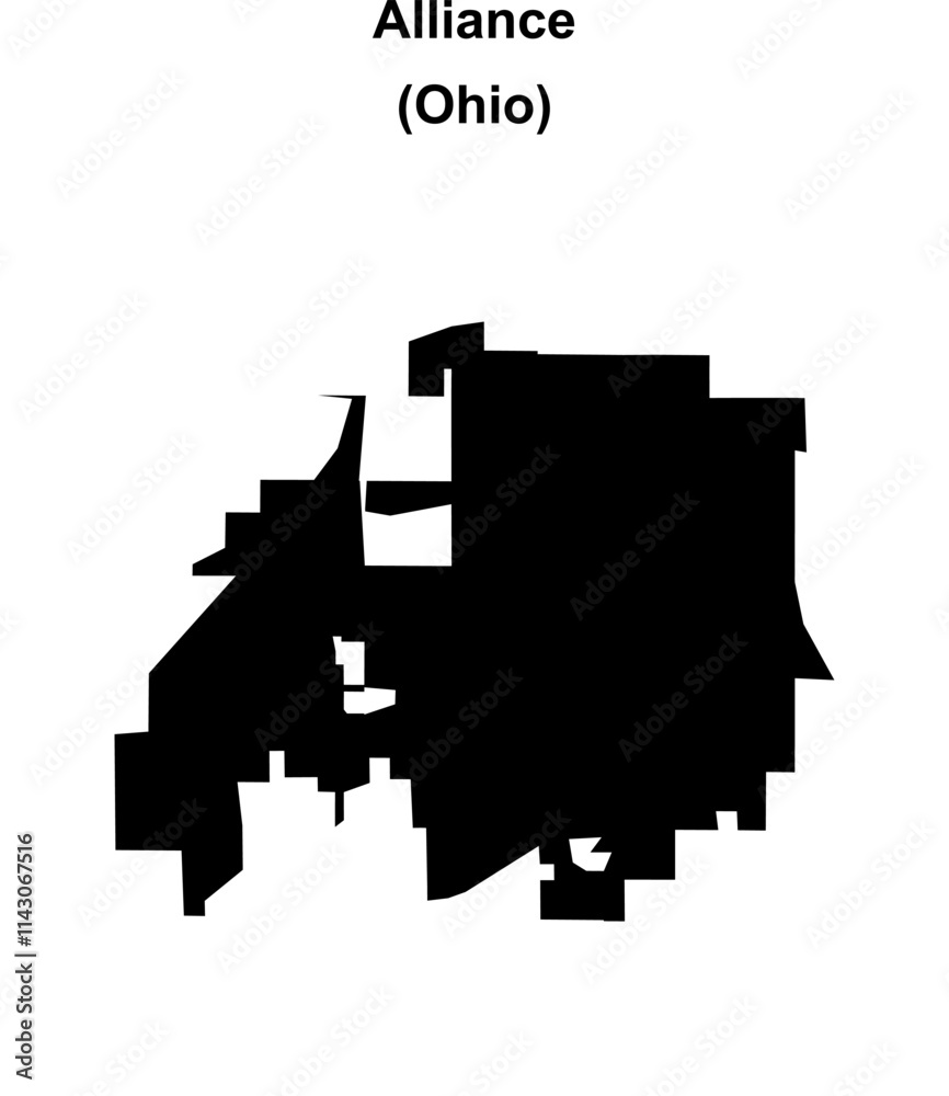 Fototapeta premium Alliance (Ohio) blank outline map