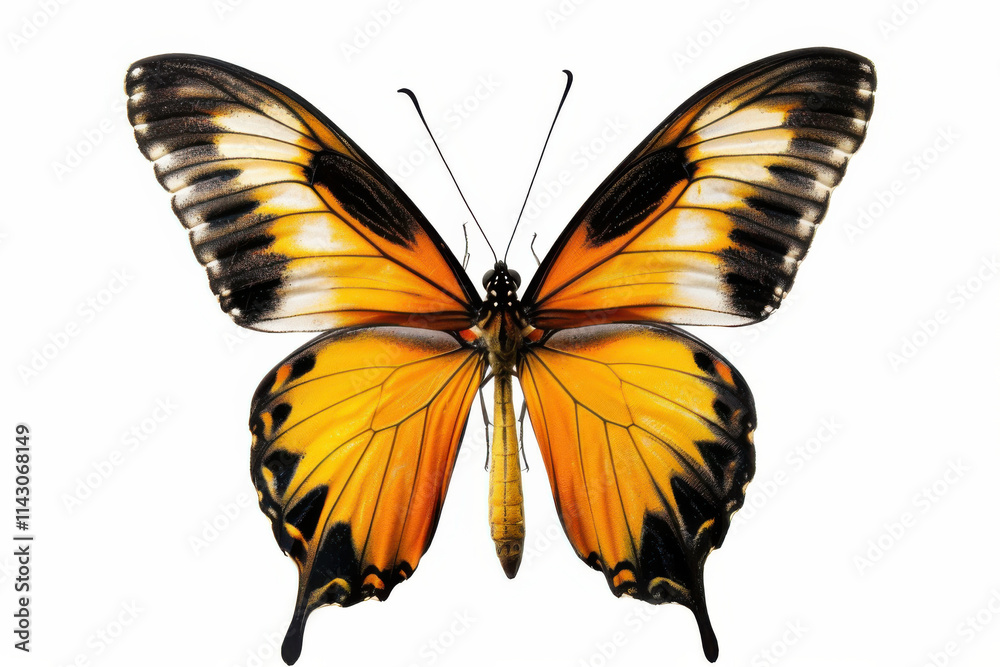 Fototapeta premium A collection of various colorful butterfly species displayed in a grid pattern against a white background.