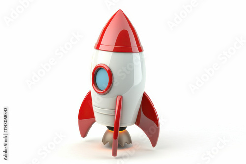 Cute 3D rocket illustration with pastel colors, ideal for children’s themes, space exploration, or creative projects. photo