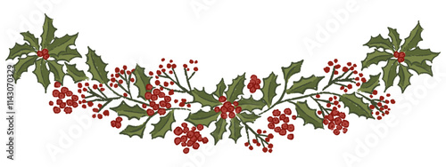 Wallpaper Mural Christmas vector decorative arrangement with holly and red berries Torontodigital.ca