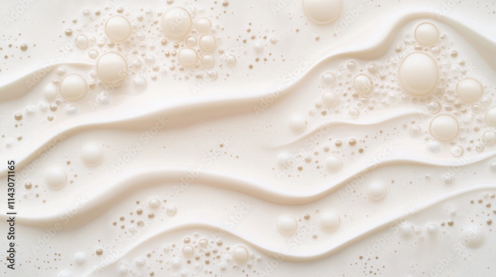 A creamy surface with small, playful bubbles forming and bursting on the surface
