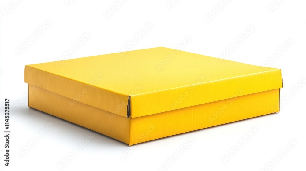 Vibrant Yellow Cube Isolated on Crisp White Surface with Specular Highlights Vibrant Yellow Cube Isolated on Crisp White Surface with Specular Highlights