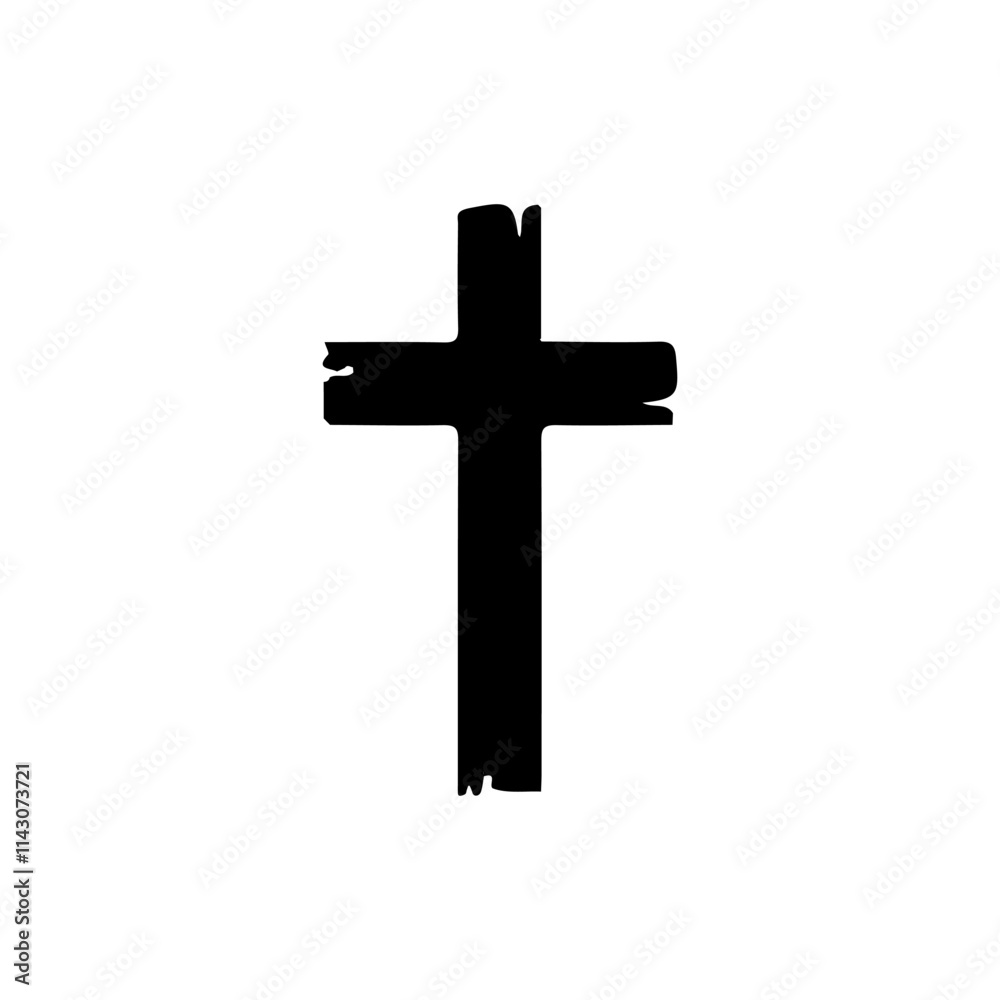 Christian cross vector symbol flat style. Religion cross icon vector illustration.