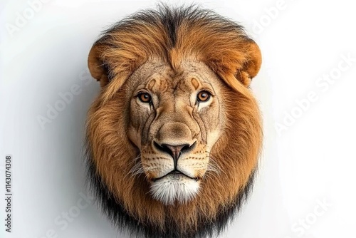 Intense lion portrait with vibrant eyes and detailed fur
