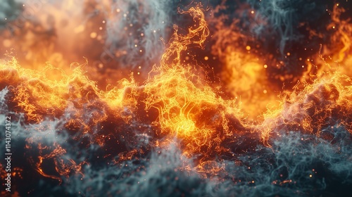 Gorgeous flames radiate from the copy space image