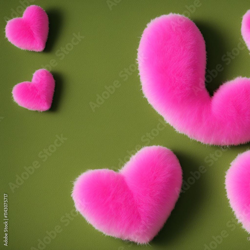 Vanentines Day Themed Heart Shaped Fluffy Furry Pillows Pink Park Background