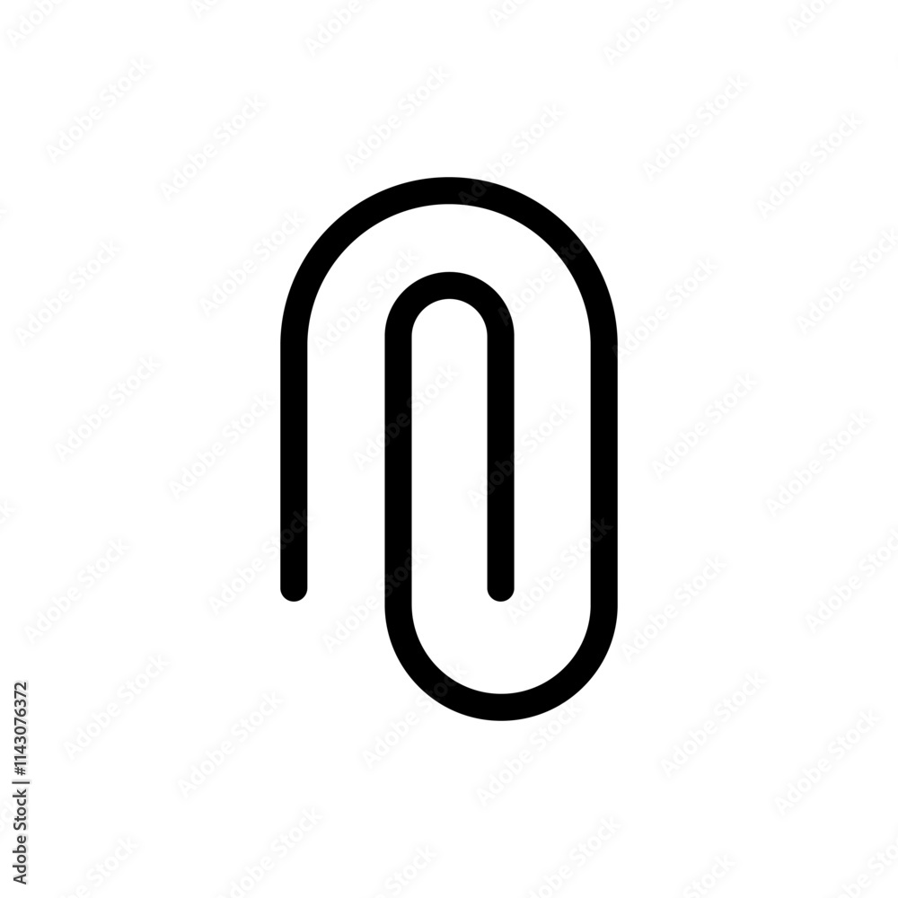 Black isolated icon of paper clip on white background. Black isolated icon of paper clip on white background.