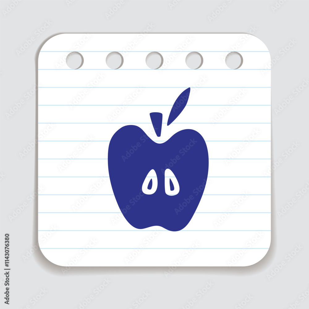 Apple doodle icon or logo, hand drawn in flat style. Isolated on white background. Vector illustration