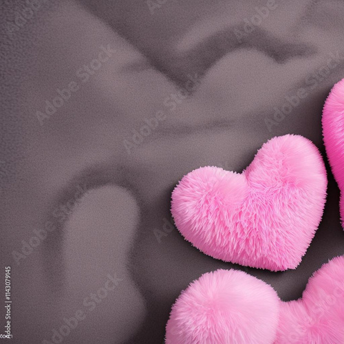 Vanentines Day Themed Heart Shaped Fluffy Furry Pillows Pink Park Background