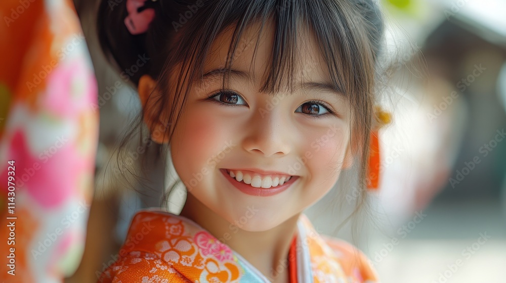 Close-up of a young Japanese girl with a smile