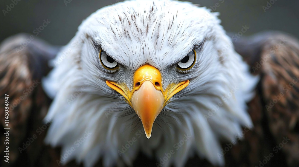 Obraz premium Eagle animal portrait showcasing majestic wildlife, bird of prey head closeup, beautiful predator with piercing gaze, nature powerful hunter in focus, wild raptor fierce expression.