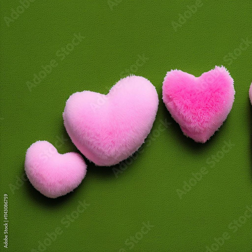Vanentines Day Themed Heart Shaped Fluffy Furry Pillows Pink Park Background