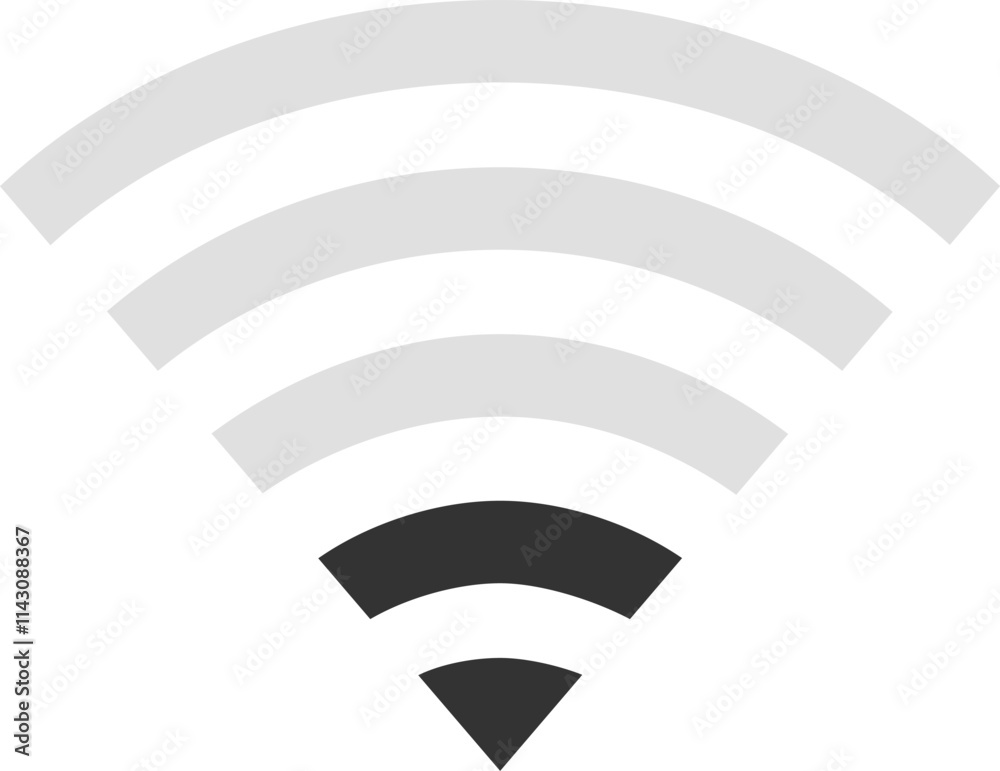 Wireless network symbol is depicted with two bars illuminated, representing a moderate signal strength, conveying the concept of connectivity and internet access Wireless network symbol is depicted with two bars illuminated, representing a moderate signal strength, conveying the concept of connectivity and internet access