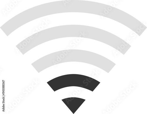 Wireless network symbol is depicted with two bars illuminated, representing a moderate signal strength, conveying the concept of connectivity and internet access