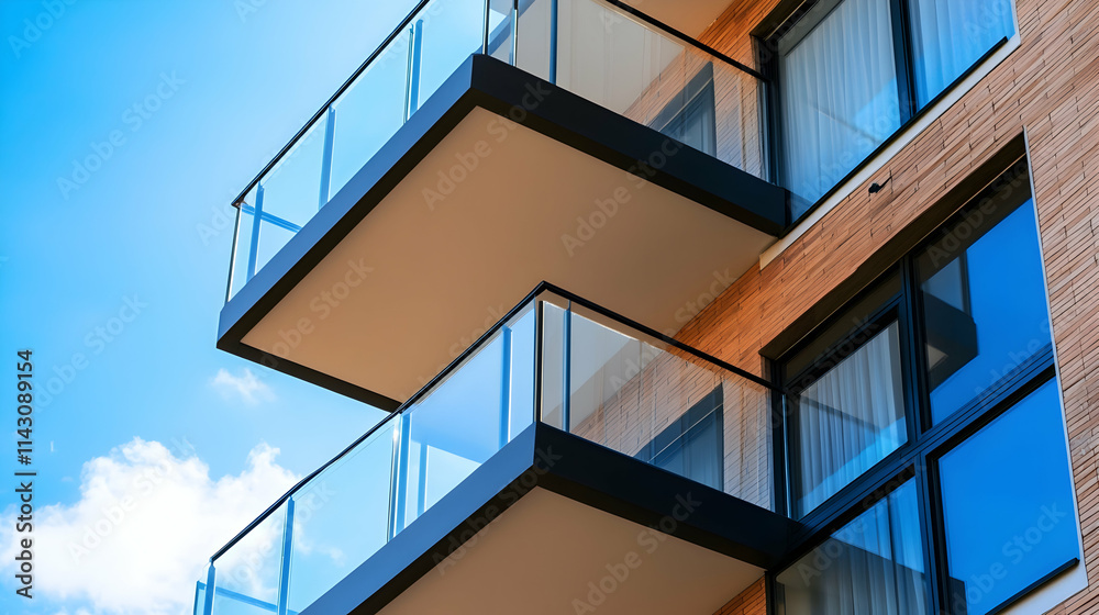 Cozy balcony of a modern apartment balcony with aluminum railings - Cozy balcony of a modern apartment balcony with aluminum railings -