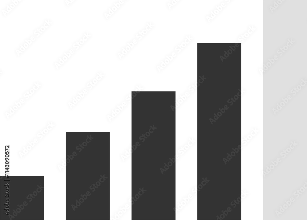 Simple bar chart with four increasing columns is showing positive growth and financial success, perfect for business presentations and reports Simple bar chart with four increasing columns is showing positive growth and financial success, perfect for business presentations and reports