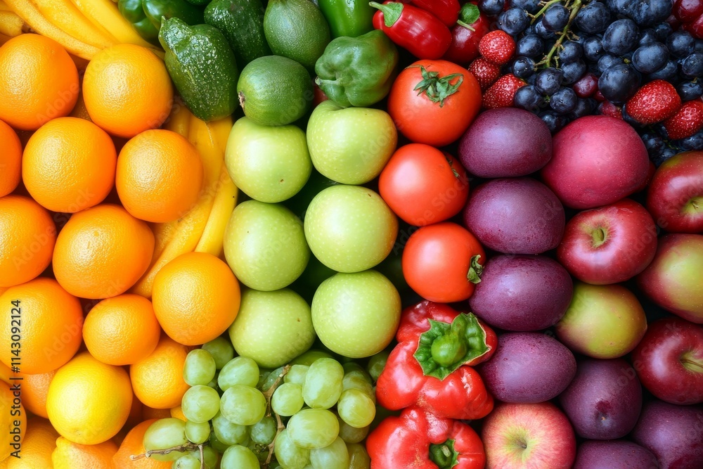 Rainbow of colorful fruits and vegetables. Rainbow of colorful fruits and vegetables.