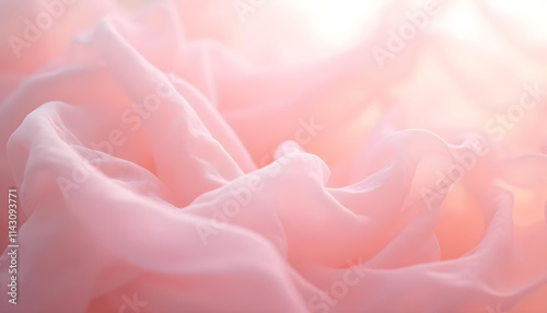 Tela de gasa de color rosa en movimientos delicados. Fondo romántico para banner, anuncios, tarjetas, amor.