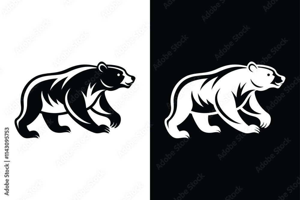 Fototapeta premium Bear running icon vector on White Background ,Vector Art Illustration on white background.