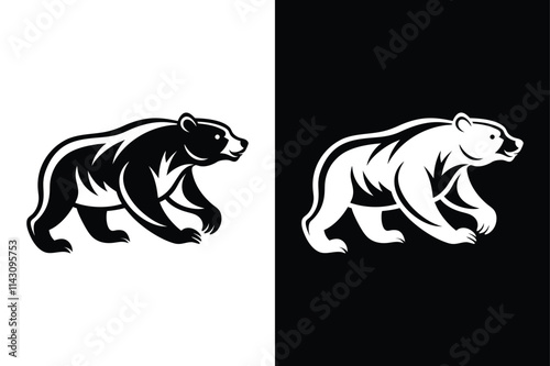 Bear running icon vector on White Background ,Vector Art Illustration on white background.