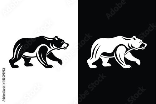 Bear running icon vector on White Background ,Vector Art Illustration on white background.