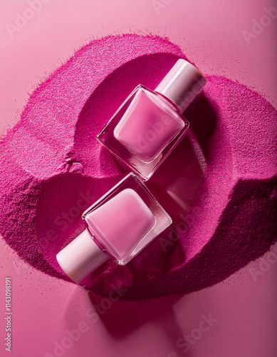 pink nail polish ,on a pink background