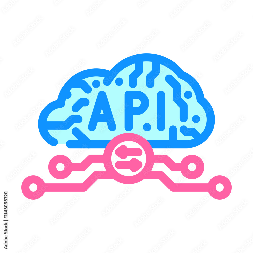 Fototapeta premium api connection cloud computing color icon vector. api connection cloud computing sign. isolated symbol illustration