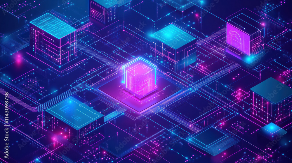 Digital Blueprint-Style Background with Interconnected Pathways, Circuit Boards, and 3D Elements, Representing Tech Innovation, Engineering, and System Design Digital Blueprint-Style Background with Interconnected Pathways, Circuit Boards, and 3D Elements, Representing Tech Innovation, Engineering, and System Design