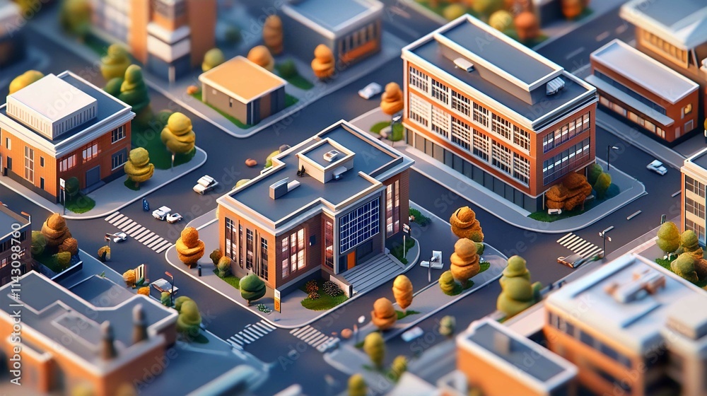 Isometric Urban Building Design Vector Illustration of Cityscape and Architecture Isometric Urban Building Design Vector Illustration of Cityscape and Architecture